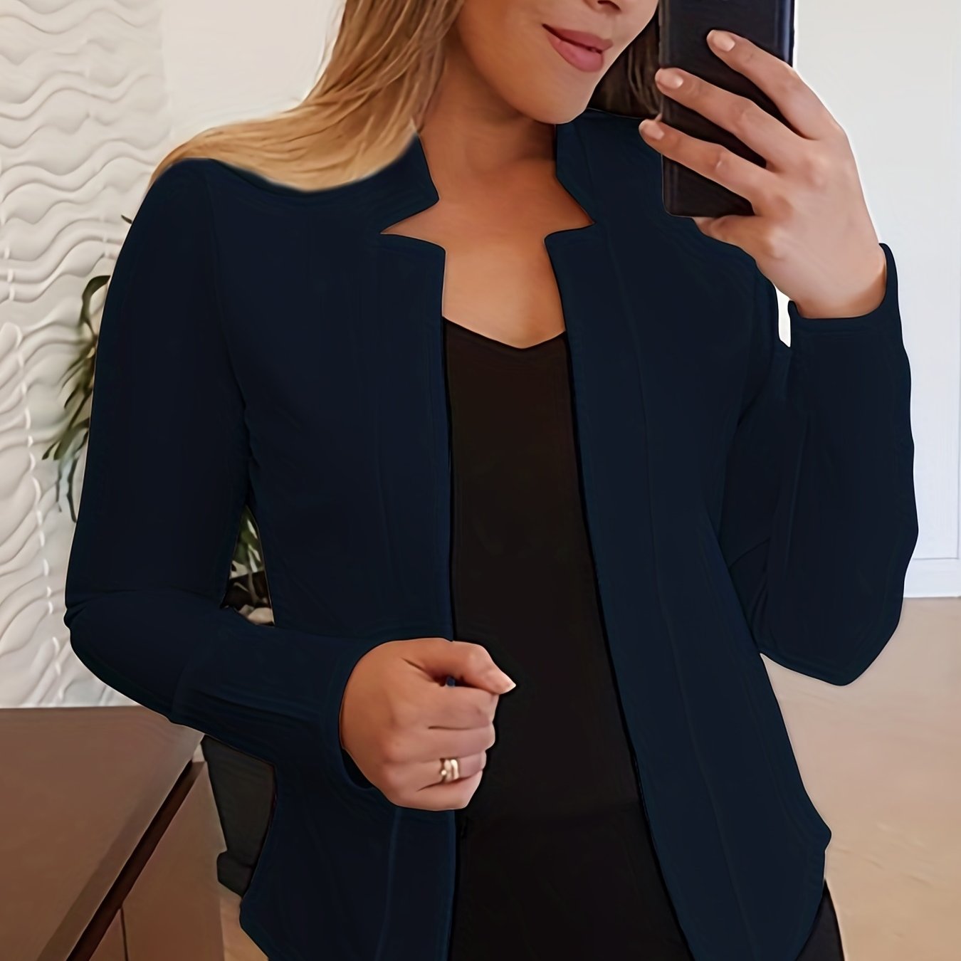 Women's Elegant Solid Color Long Sleeve Cardigan Jacket - Open Front H-Silhouette Design, Machine Washable All-Season Versatile Sweater for Casual & Formal Wear, Cardigan Sweater, Durable Knitwear