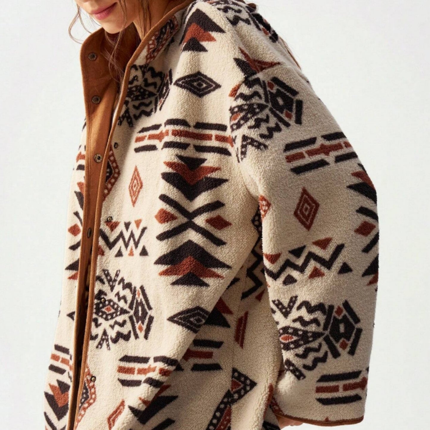 Women's Casual Geometric Printed Double-sided Wool Jacket