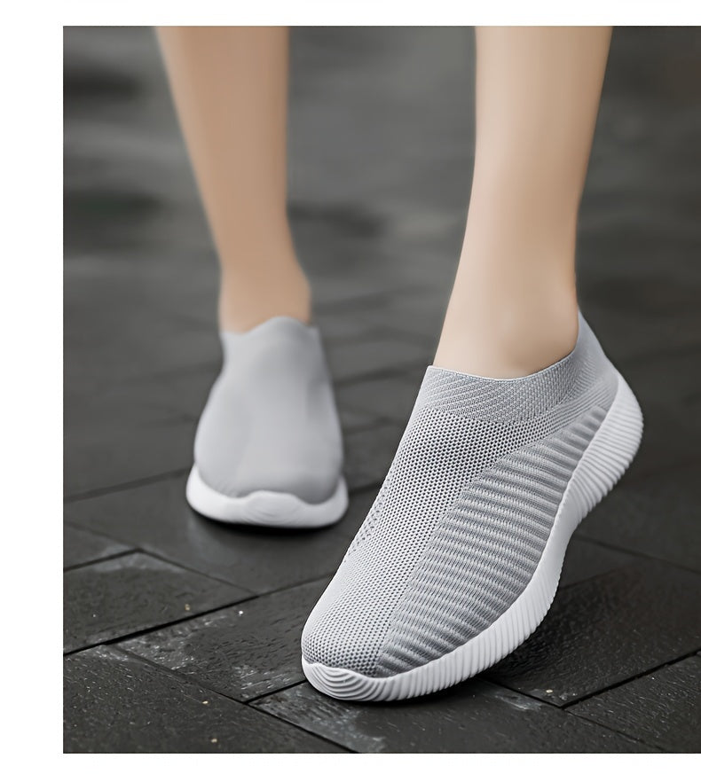 [Lightweight Sneakers] Women's Lightweight Slip-On Sneakers | Solid Color Fabric Upper | Round Toe, MD Sole, Low Top | All-Season Casual Shoes | for Running, Fitness, Dance, Walking, Travel