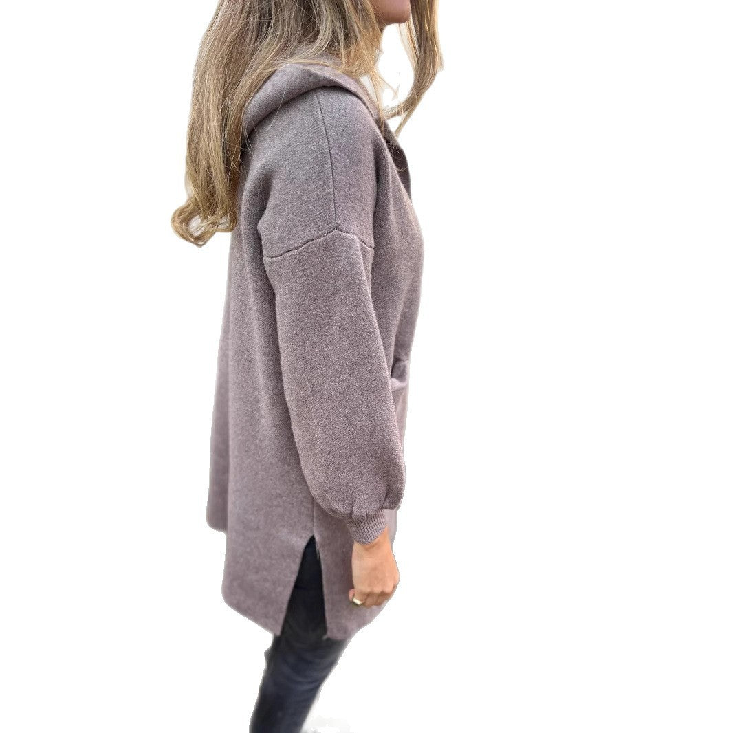 Women's Woolen Pocket Hooded Jacket