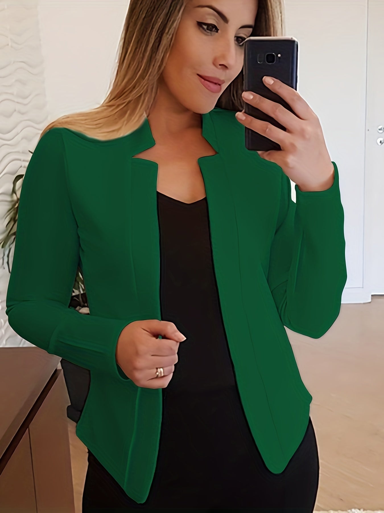 Women's Elegant Solid Color Long Sleeve Cardigan Jacket - Open Front H-Silhouette Design, Machine Washable All-Season Versatile Sweater for Casual & Formal Wear, Cardigan Sweater, Durable Knitwear
