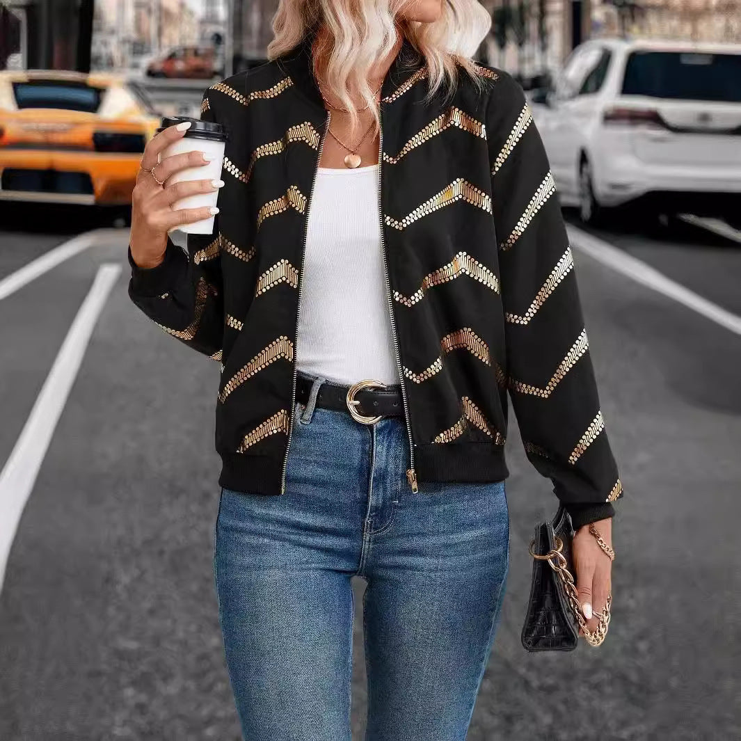 Printed Zip-Top Aviator Coat