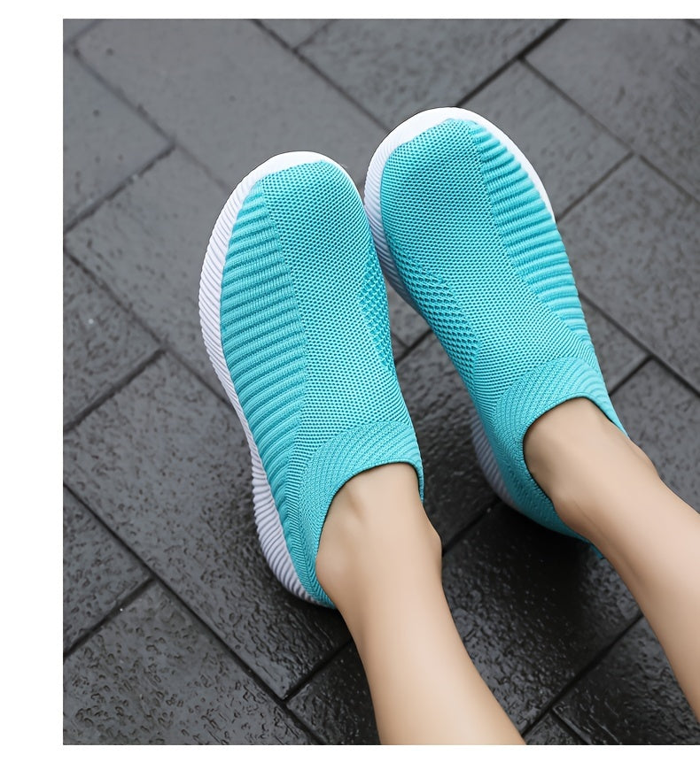 [Lightweight Sneakers] Women's Lightweight Slip-On Sneakers | Solid Color Fabric Upper | Round Toe, MD Sole, Low Top | All-Season Casual Shoes | for Running, Fitness, Dance, Walking, Travel
