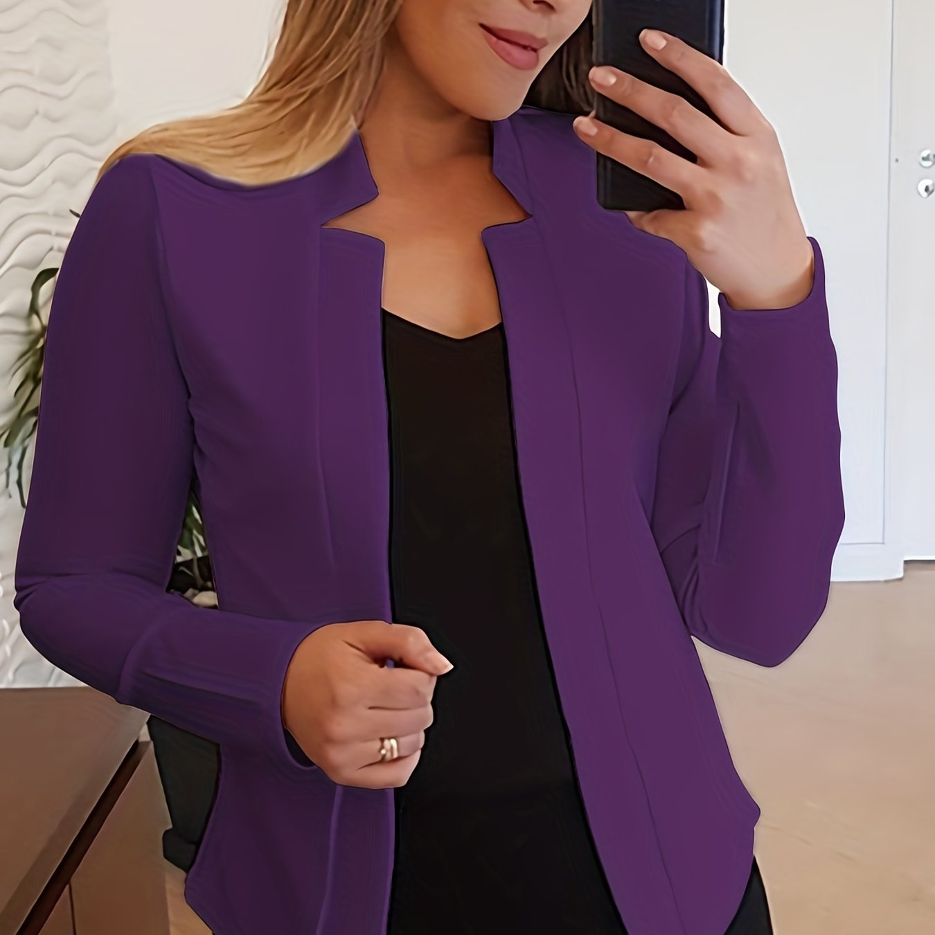 Women's Elegant Solid Color Long Sleeve Cardigan Jacket - Open Front H-Silhouette Design, Machine Washable All-Season Versatile Sweater for Casual & Formal Wear, Cardigan Sweater, Durable Knitwear