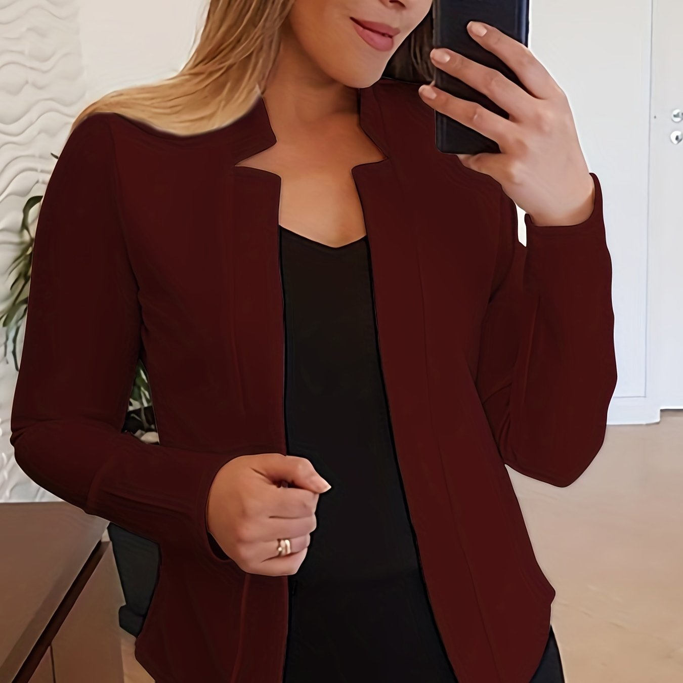 Women's Elegant Solid Color Long Sleeve Cardigan Jacket - Open Front H-Silhouette Design, Machine Washable All-Season Versatile Sweater for Casual & Formal Wear, Cardigan Sweater, Durable Knitwear