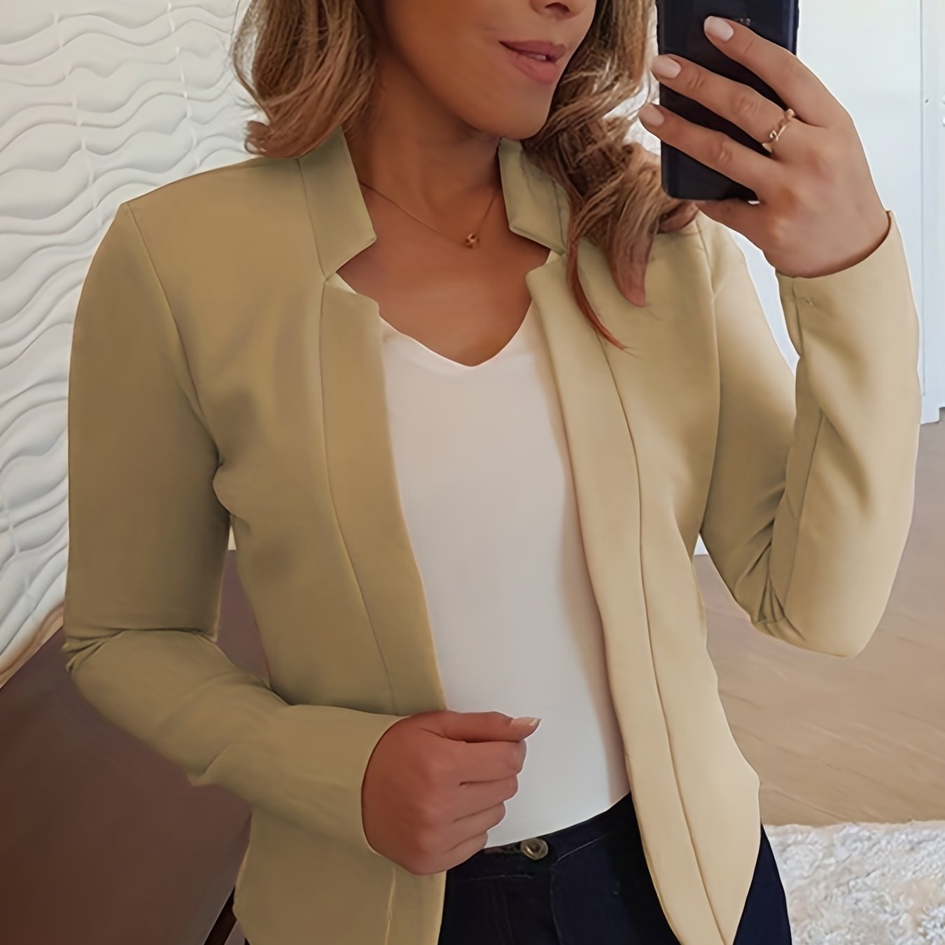 Women's Elegant Solid Color Long Sleeve Cardigan Jacket - Open Front H-Silhouette Design, Machine Washable All-Season Versatile Sweater for Casual & Formal Wear, Cardigan Sweater, Durable Knitwear