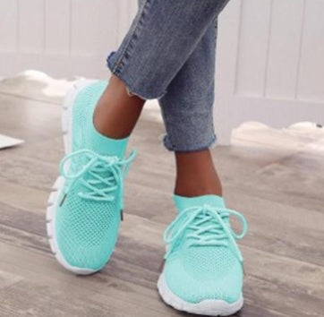 Casual Ladies Shoes Breathable  Women Flying Knit Sports Shoes Flat Shoes - Belvar