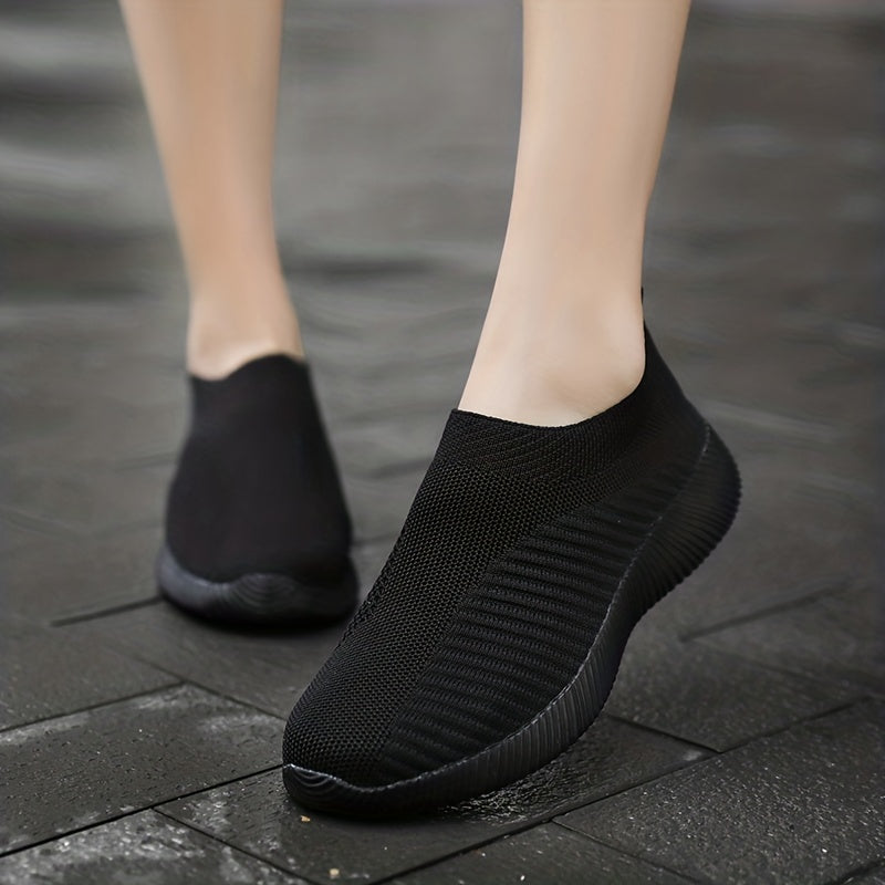 [Lightweight Sneakers] Women's Lightweight Slip-On Sneakers | Solid Color Fabric Upper | Round Toe, MD Sole, Low Top | All-Season Casual Shoes | for Running, Fitness, Dance, Walking, Travel