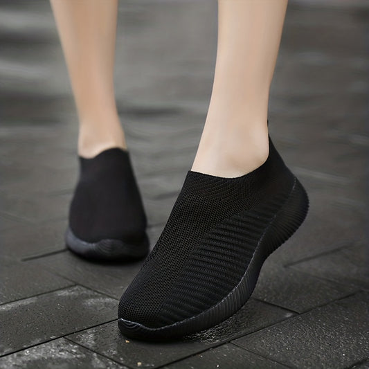 [Lightweight Sneakers] Women's Lightweight Slip-On Sneakers | Solid Color Fabric Upper | Round Toe, MD Sole, Low Top | All-Season Casual Shoes | for Running, Fitness, Dance, Walking, Travel