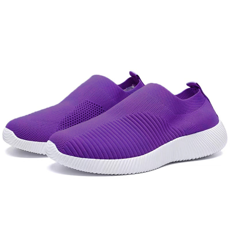 [Lightweight Sneakers] Women's Lightweight Slip-On Sneakers | Solid Color Fabric Upper | Round Toe, MD Sole, Low Top | All-Season Casual Shoes | for Running, Fitness, Dance, Walking, Travel
