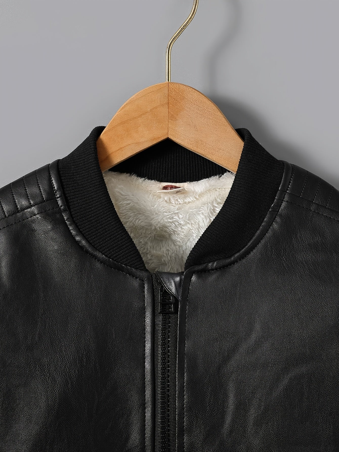 [Fleece-Lined Jacket] Cozy Fleece-Lined Boys' Zip-Up Jacket | Casual Stand Collar, Long Sleeve Outerwear for Fall/Winter