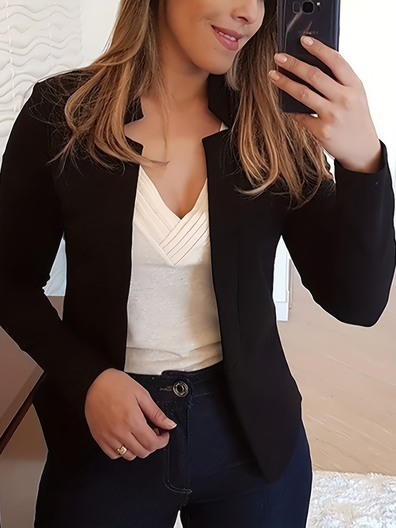 Women's Elegant Solid Color Long Sleeve Cardigan Jacket - Open Front H-Silhouette Design, Machine Washable All-Season Versatile Sweater for Casual & Formal Wear, Cardigan Sweater, Durable Knitwear