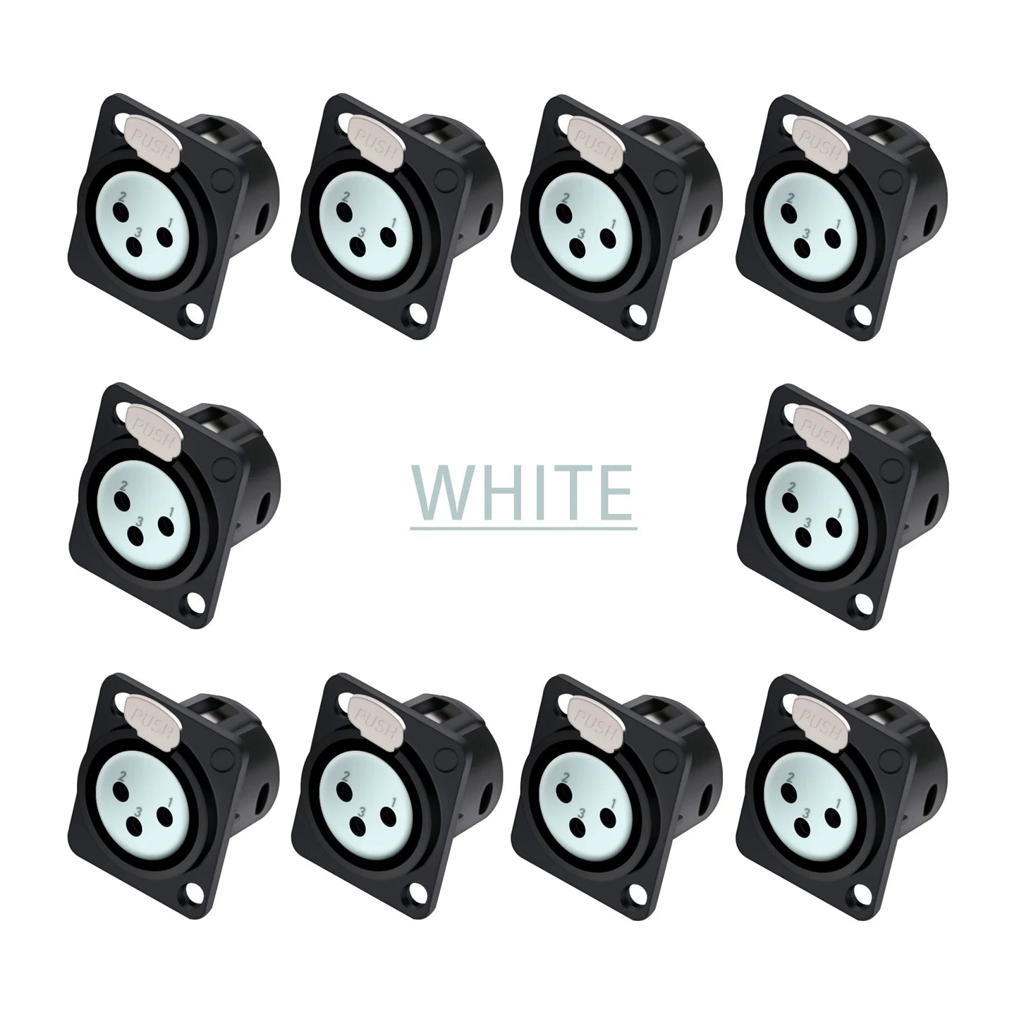 10pcs 3Pin XLR Socket Adapter Connector,D Type 3Poles XLR Female Panel Mount Chassis Socket Audio Microphone Mixer Plug Jack