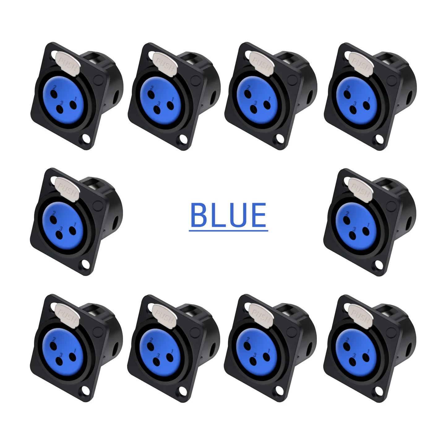 10pcs 3Pin XLR Socket Adapter Connector,D Type 3Poles XLR Female Panel Mount Chassis Socket Audio Microphone Mixer Plug Jack