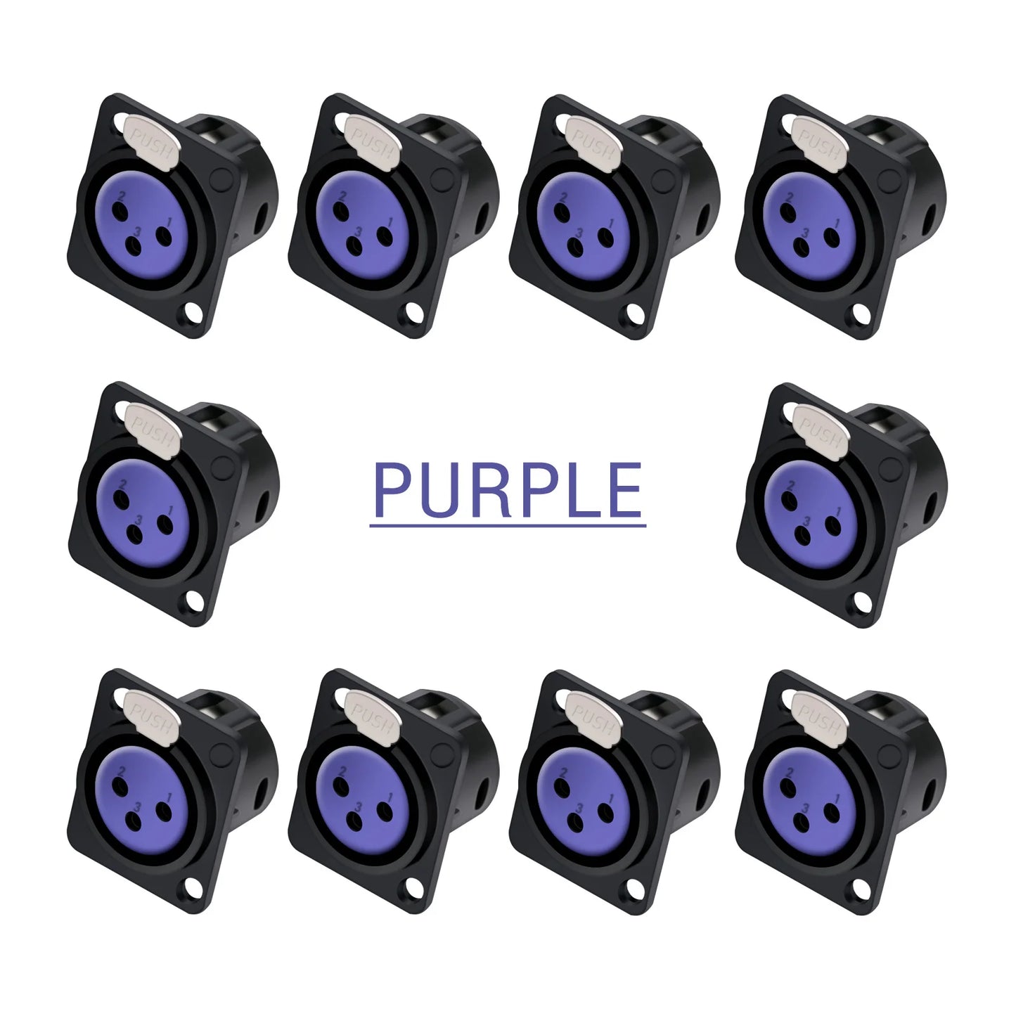 10pcs 3Pin XLR Socket Adapter Connector,D Type 3Poles XLR Female Panel Mount Chassis Socket Audio Microphone Mixer Plug Jack