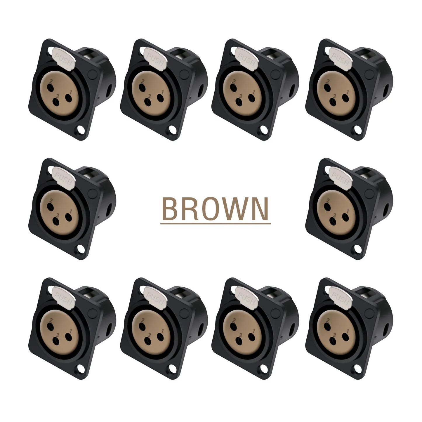 10pcs 3Pin XLR Socket Adapter Connector,D Type 3Poles XLR Female Panel Mount Chassis Socket Audio Microphone Mixer Plug Jack