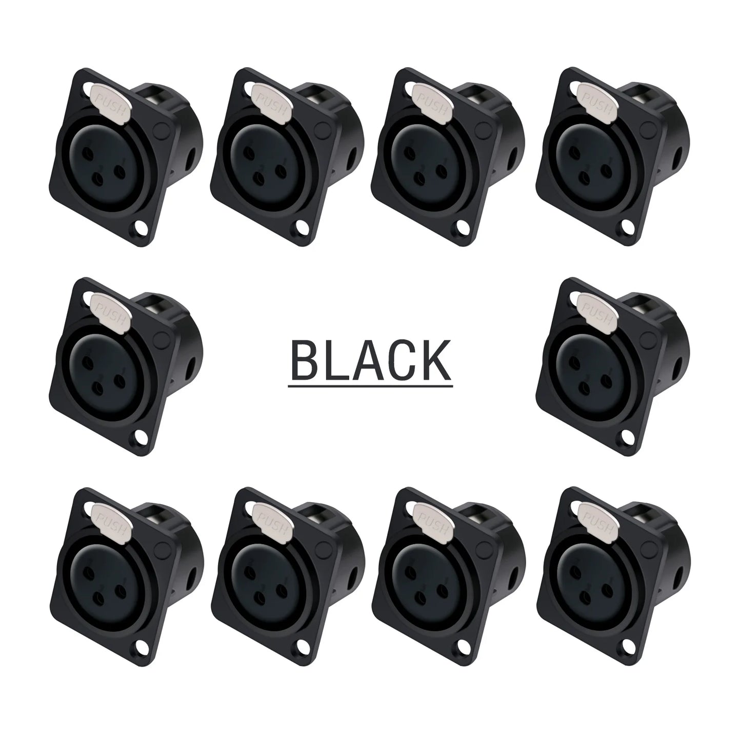 10pcs 3Pin XLR Socket Adapter Connector,D Type 3Poles XLR Female Panel Mount Chassis Socket Audio Microphone Mixer Plug Jack