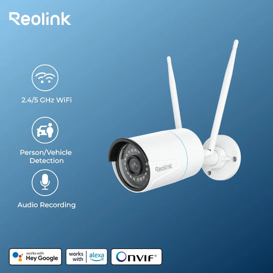 Reolink 5MP WiFi Security Camera 2.4G/5Ghz WiFi Human/Car Detection Surveillance Camera 100ft Night Vision IP67 Waterproof