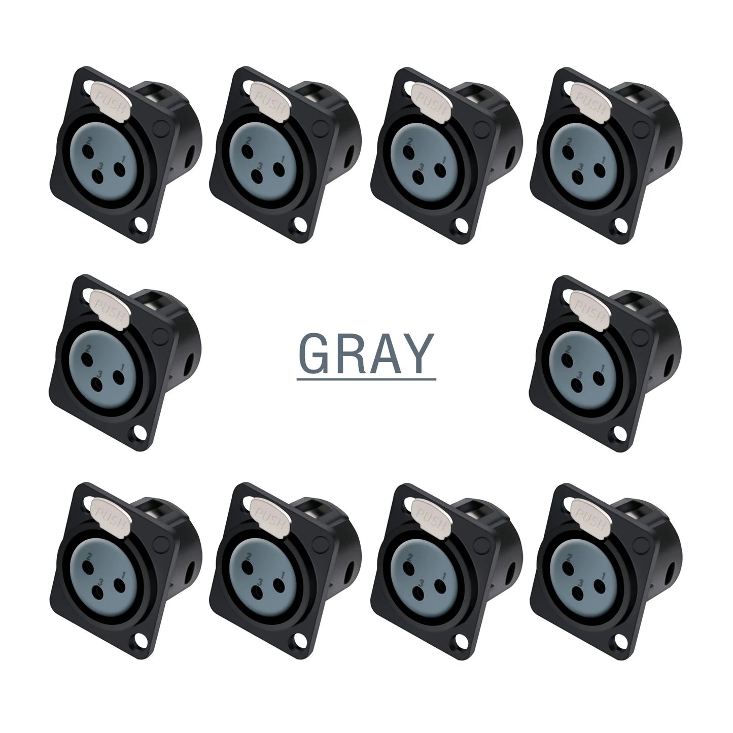 10pcs 3Pin XLR Socket Adapter Connector,D Type 3Poles XLR Female Panel Mount Chassis Socket Audio Microphone Mixer Plug Jack