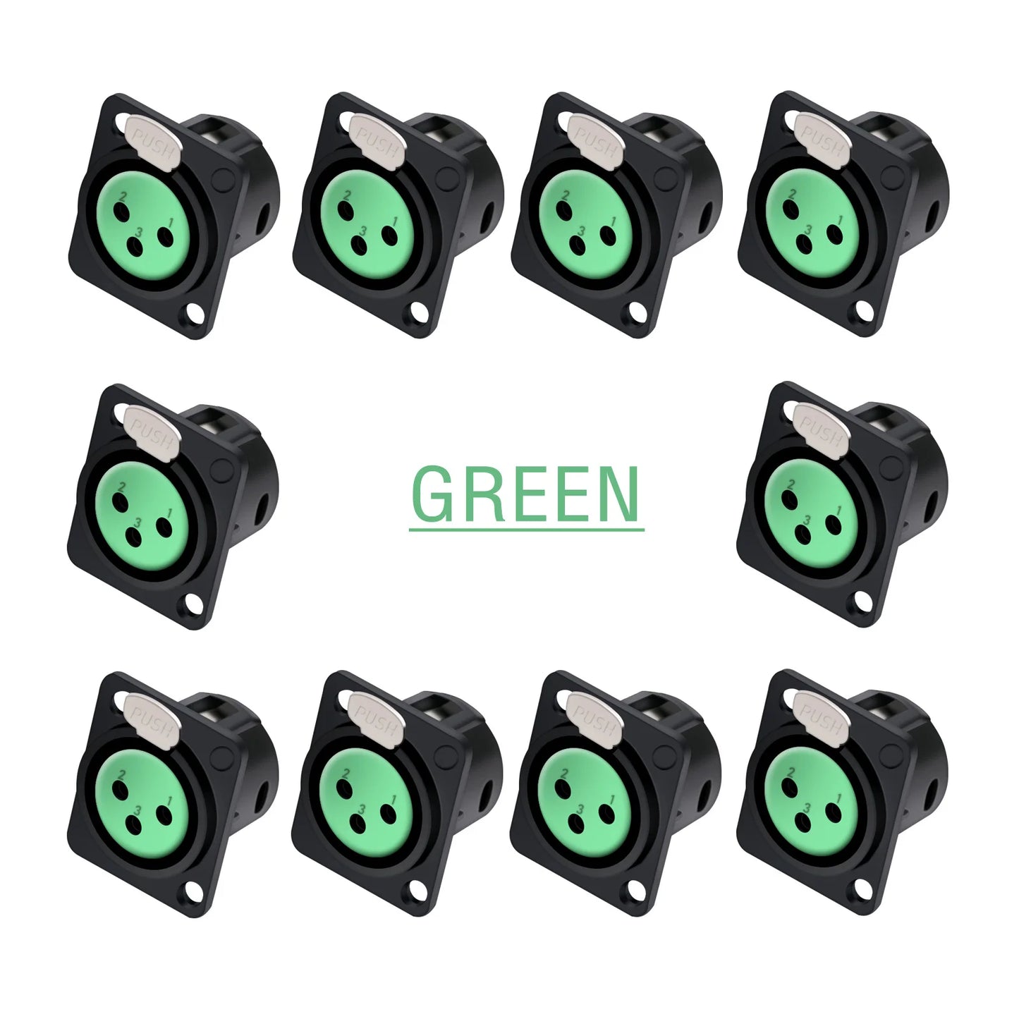 10pcs 3Pin XLR Socket Adapter Connector,D Type 3Poles XLR Female Panel Mount Chassis Socket Audio Microphone Mixer Plug Jack