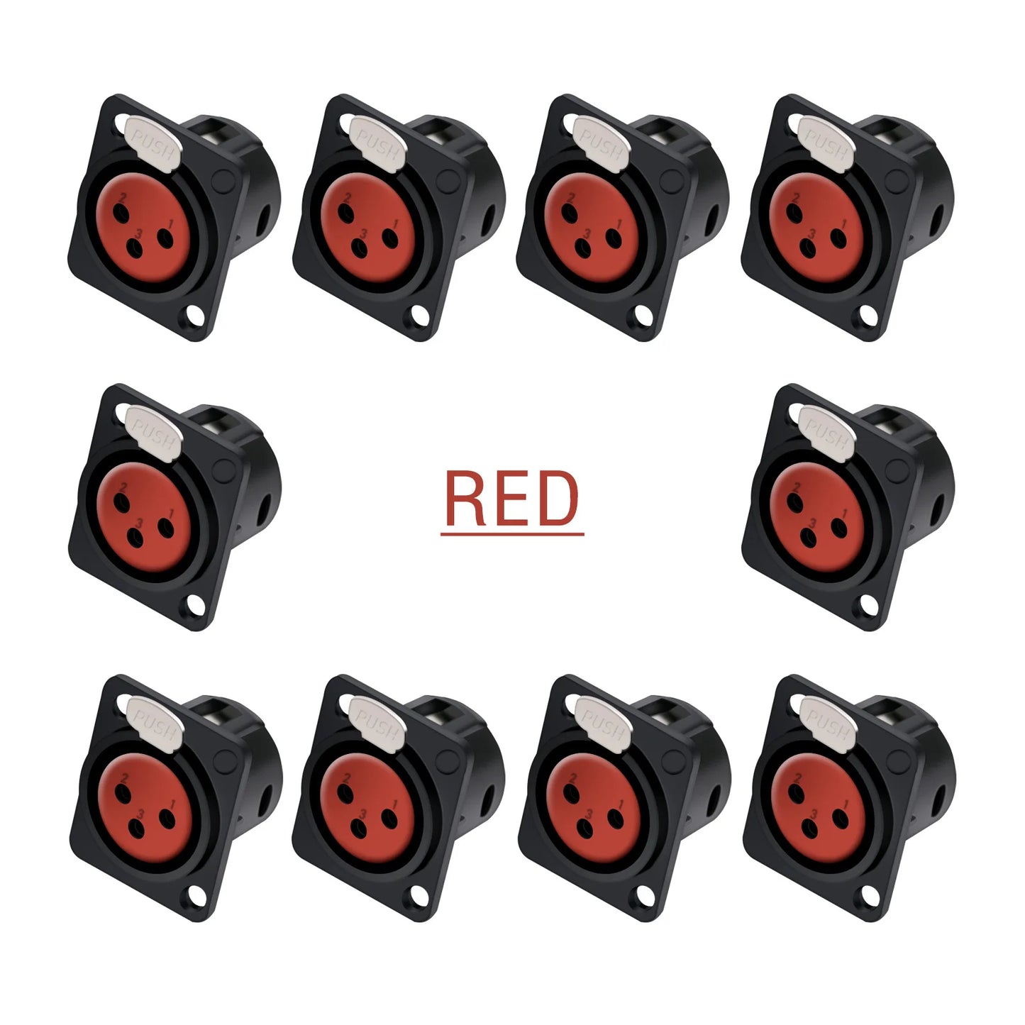 10pcs 3Pin XLR Socket Adapter Connector,D Type 3Poles XLR Female Panel Mount Chassis Socket Audio Microphone Mixer Plug Jack