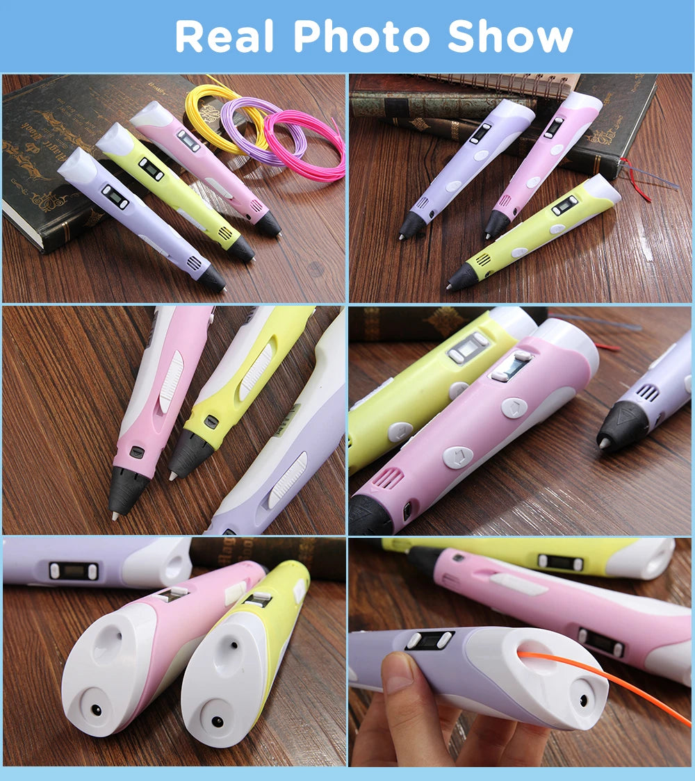 3D Pen Drawing Printing Pen With LCD Screen Compatible PLA Filament Toys Safe Paiting for Children DIY Christmas Birthday Gift