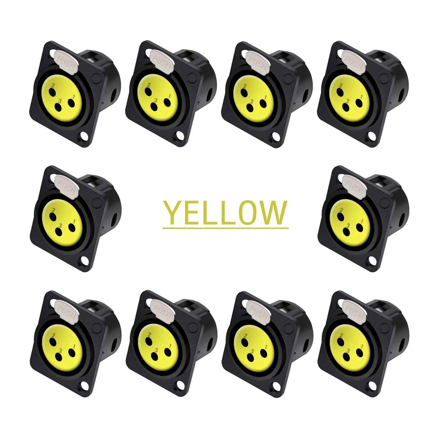 10pcs 3Pin XLR Socket Adapter Connector,D Type 3Poles XLR Female Panel Mount Chassis Socket Audio Microphone Mixer Plug Jack