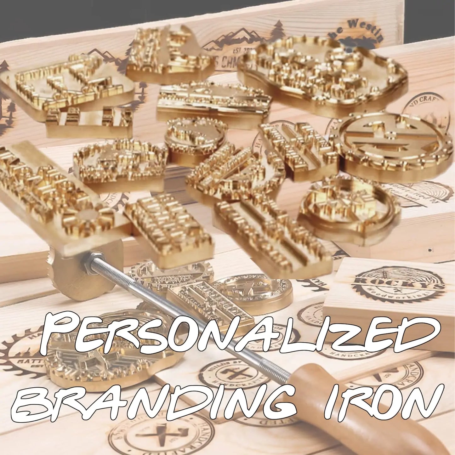 Wood Crafts Wedding Event DIY Personalize Kitchen Hotel Steak Food Coconut Burger Cake Customized Fire Branding Iron Stamp Tool