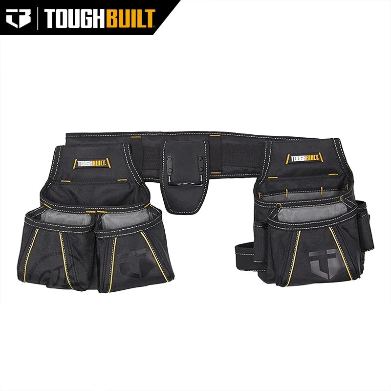 ToughBuilt Carpenter Tool Belt with 2 Hammer Holders Heavy Duty Deluxe Premium Quality Durable Adjustable Size - TB-303-4