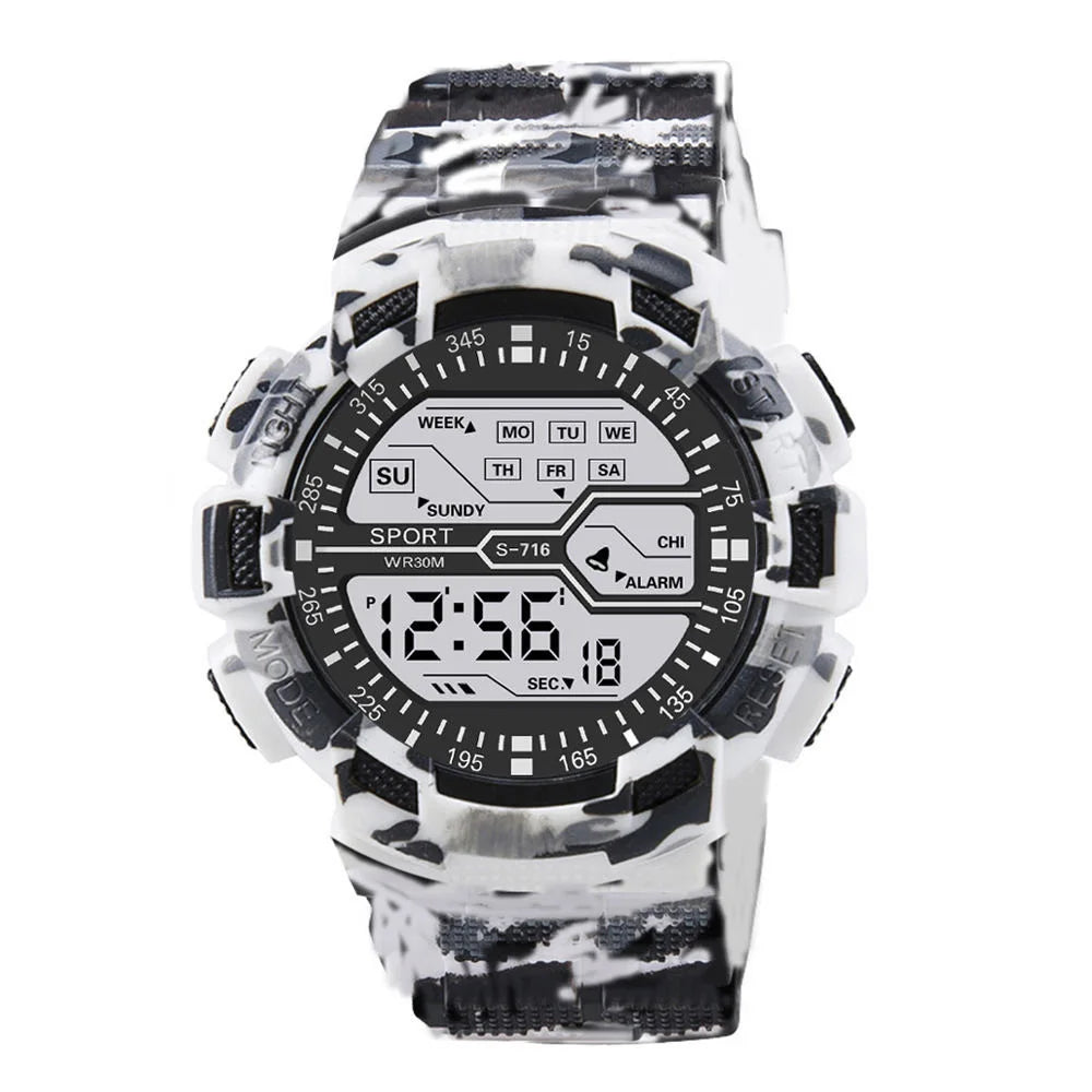 YIKAZE Men's Digital Electronic Watch Sports Glow 55mm Large Dial Student Outdoor Adventure Trend Multifunctional Watches Clock