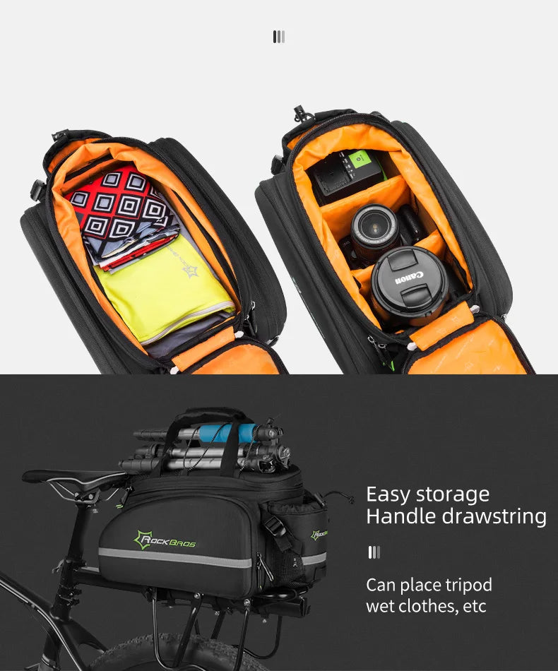 ROCKBROS Bicycle Seat Bags Cycling Rear Backpack Trunk MTB Cycle Travel Bag Large Capacity Outsdoor Sport Bike Pannier Package