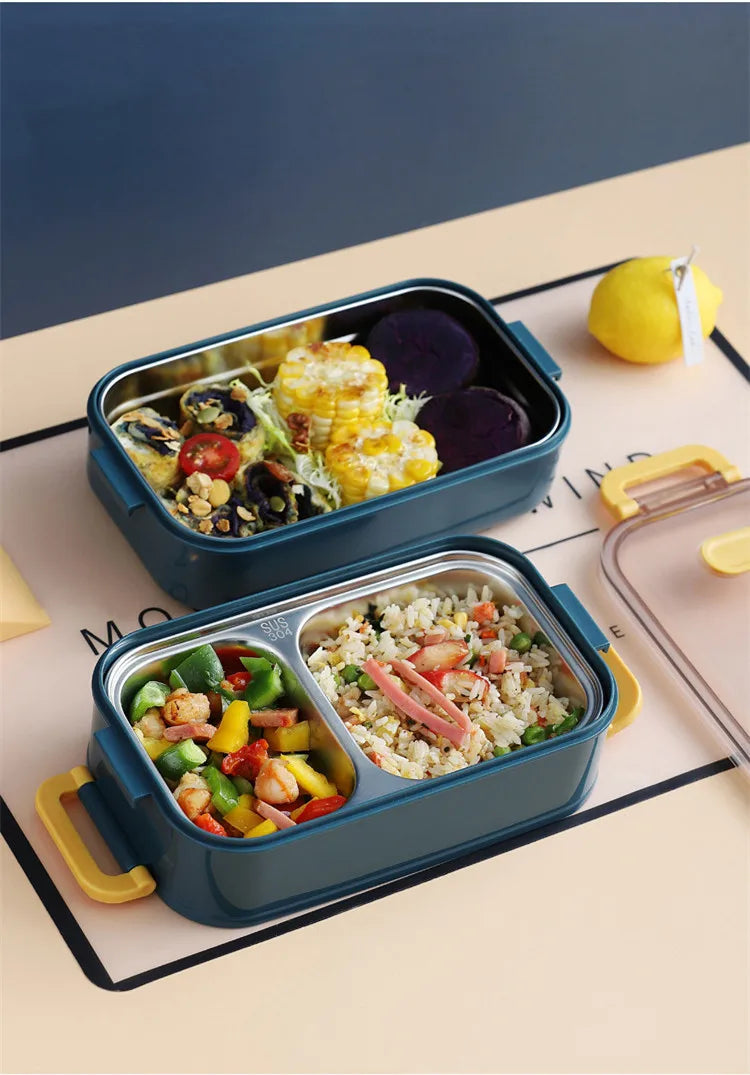 304 Stainless Steel Thermal Lunch Box Office Worker Bento Box Single/Double Layer Student Children Food Storage Container Store