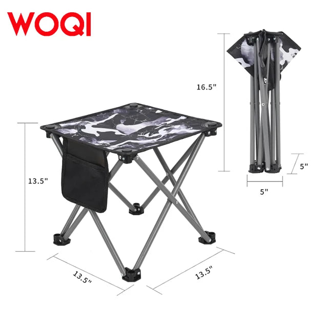 WOQI Factory Wholesale Customized Camping Benches with Side Bags Outdoor Fishing Hiking Travel Folding Benches