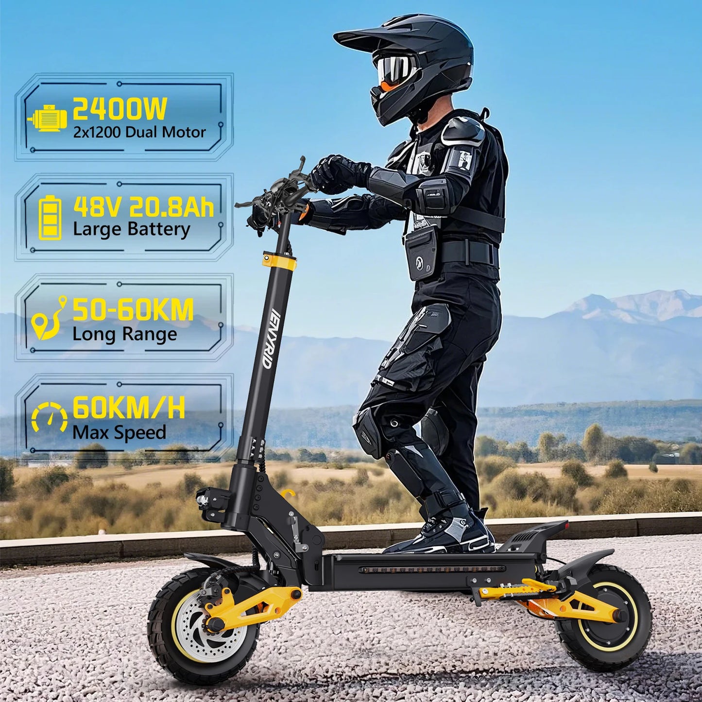 UK US EU Stock Fast Foldable Off Road Adult Smart LCD IENYRID ES1 2400W Dual Motor Electric Scooter