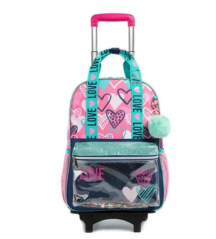 School Wheeled backpack Bag School bag with wheels Trolley Satchel bag Kids School Rolling backpack for girls School Trolley Bag