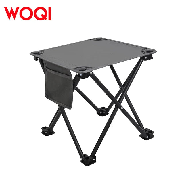 WOQI Factory Wholesale Customized Camping Benches with Side Bags Outdoor Fishing Hiking Travel Folding Benches