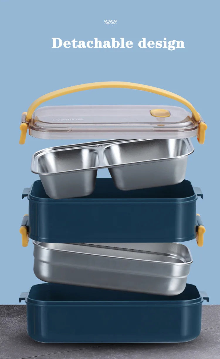 304 Stainless Steel Thermal Lunch Box Office Worker Bento Box Single/Double Layer Student Children Food Storage Container Store