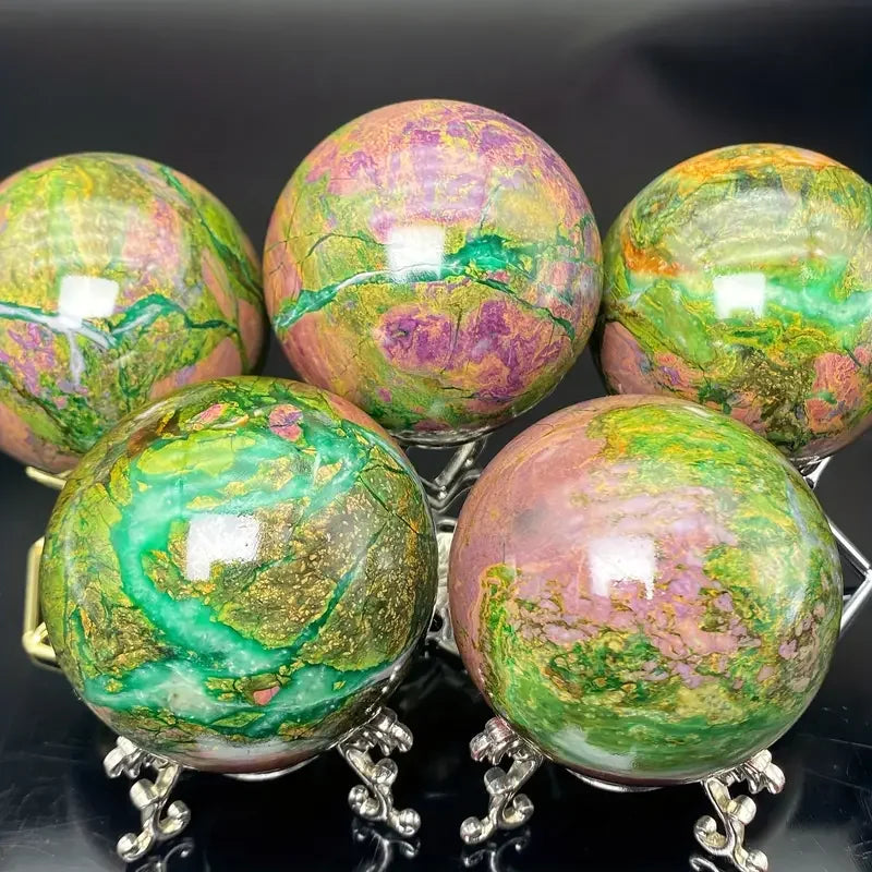 Wholesale High Quality Natural Healing Crystal Craft Fanshi Red Corundum Ball Feng Shui Home Decoration Gift  Barklyite