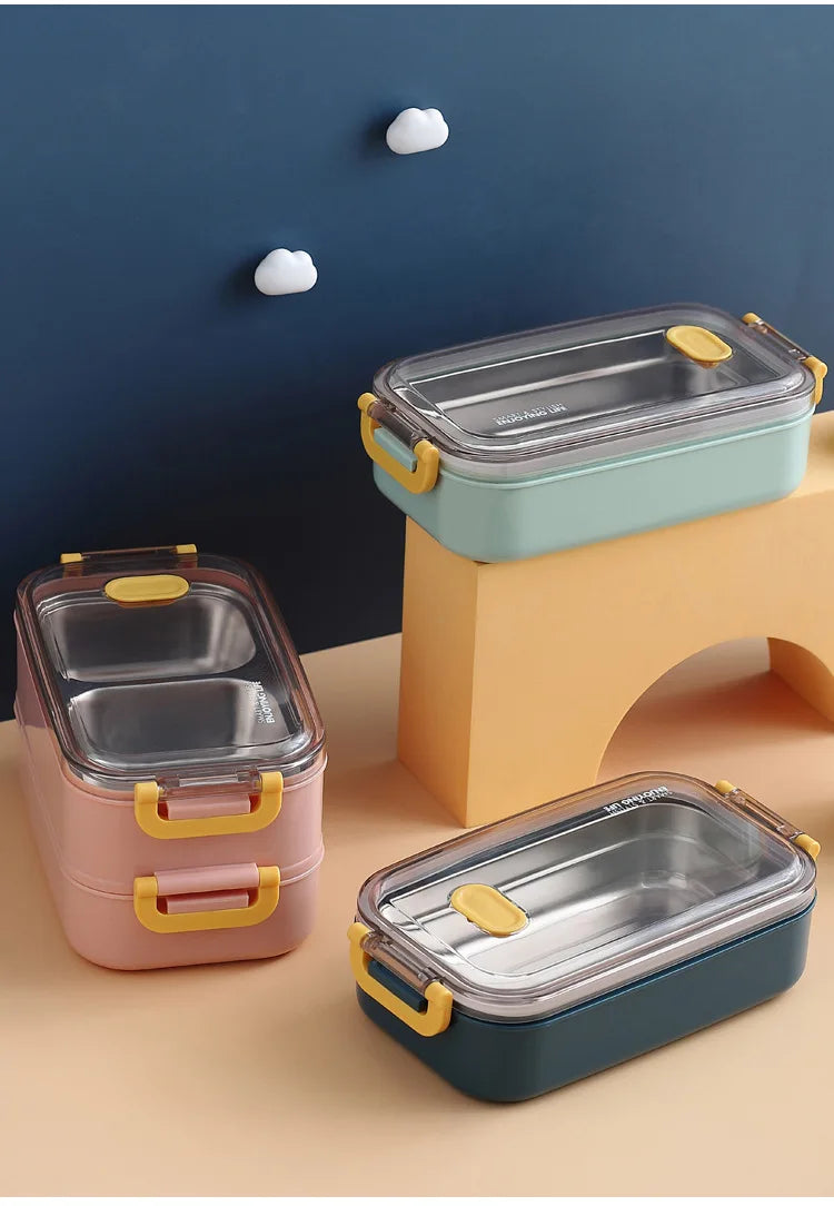 304 Stainless Steel Thermal Lunch Box Office Worker Bento Box Single/Double Layer Student Children Food Storage Container Store
