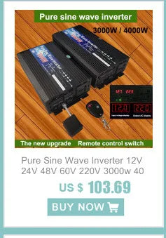 Pure Sine Wave Inverter 1000W 1600W 2000W DC 12V / 24V AC 110V 220V 50Hz 60Hz Power Inverter Home Car Converter Solar Energy