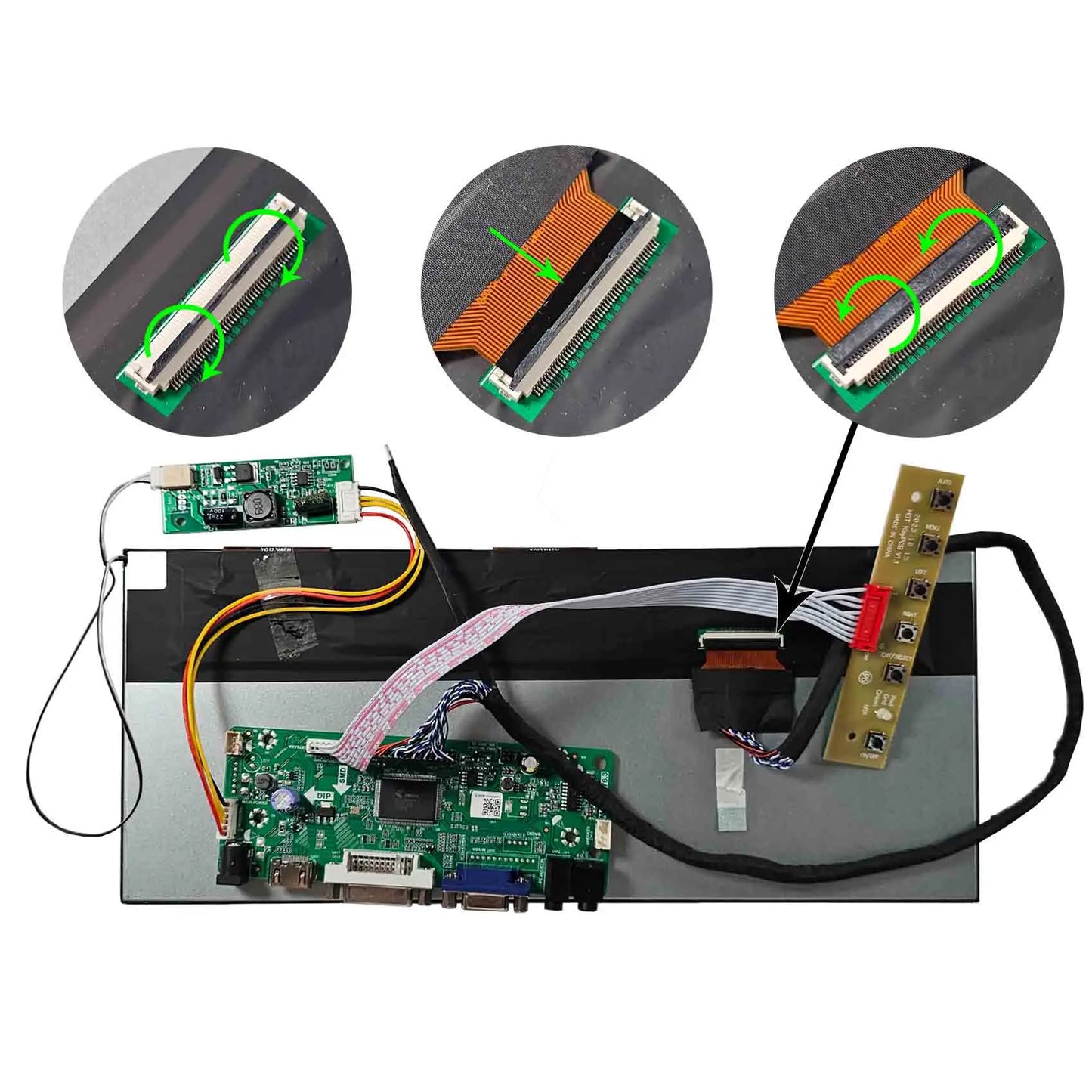 Universal Ips Display Advertising Screen Stretch Bar Lcd Display 12.3Inch 1920X720 Car Lcd Screen With Vga Dvi Lcd Board