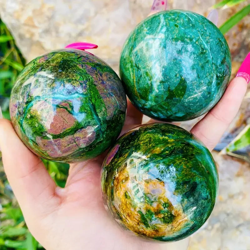 Wholesale High Quality Natural Healing Crystal Craft Fanshi Red Corundum Ball Feng Shui Home Decoration Gift  Barklyite