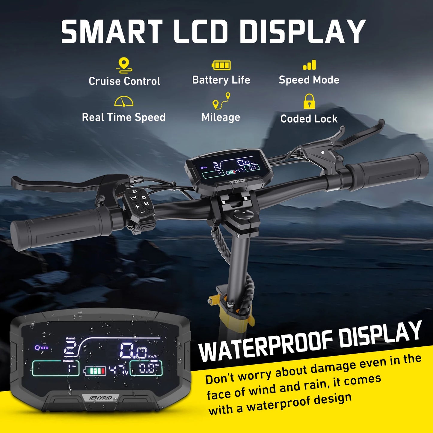 UK US EU Stock Fast Foldable Off Road Adult Smart LCD IENYRID ES1 2400W Dual Motor Electric Scooter