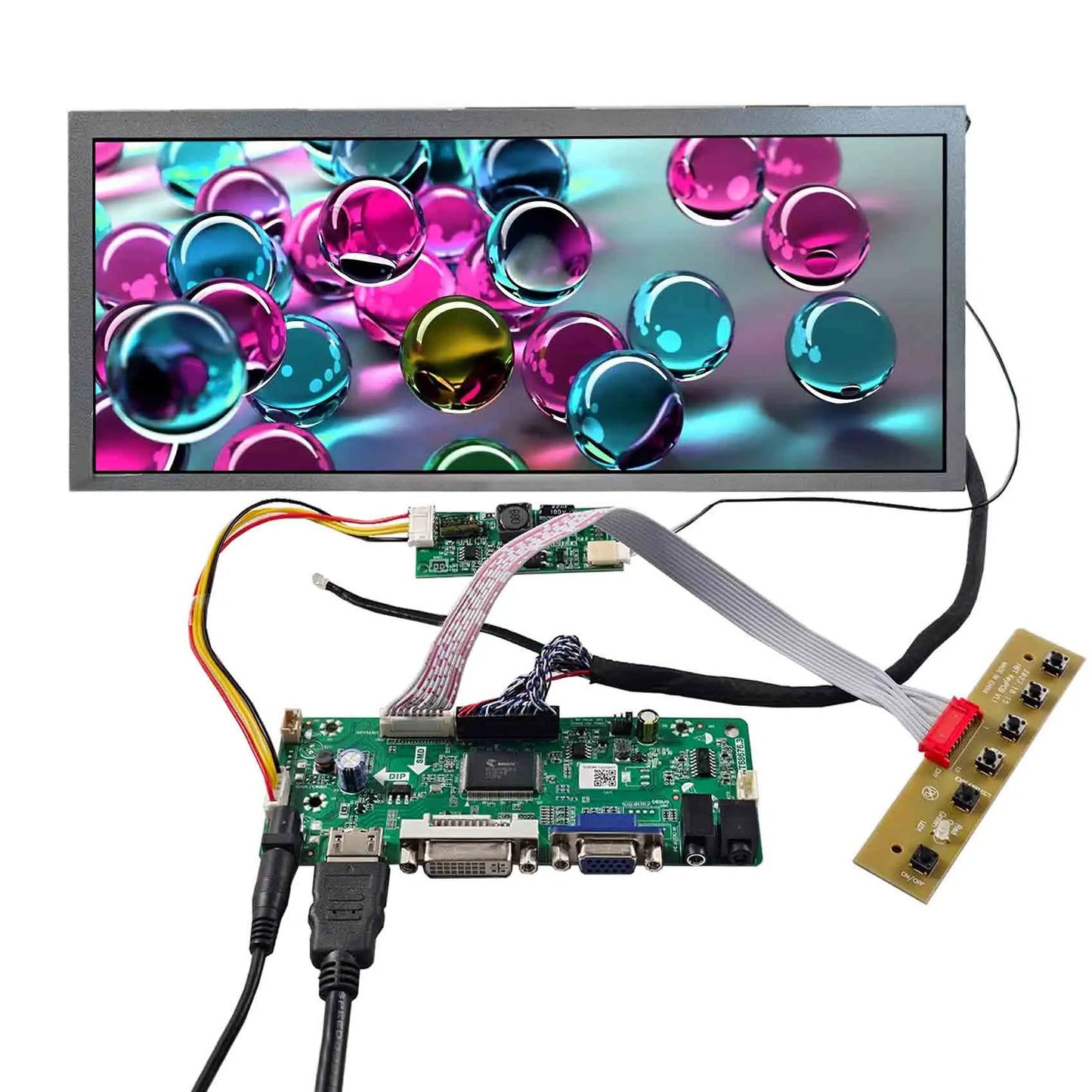 Universal Ips Display Advertising Screen Stretch Bar Lcd Display 12.3Inch 1920X720 Car Lcd Screen With Vga Dvi Lcd Board