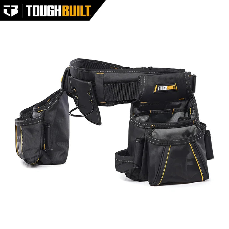 ToughBuilt Carpenter Tool Belt with 2 Hammer Holders Heavy Duty Deluxe Premium Quality Durable Adjustable Size - TB-303-4