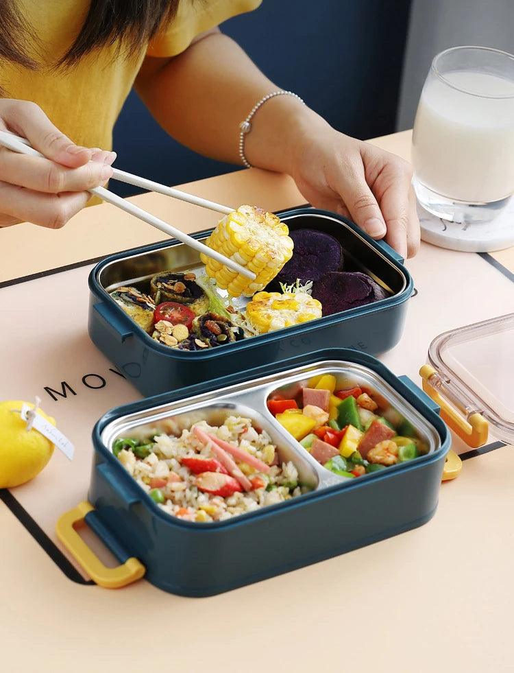 304 Stainless Steel Thermal Lunch Box Office Worker Bento Box Single/Double Layer Student Children Food Storage Container Store