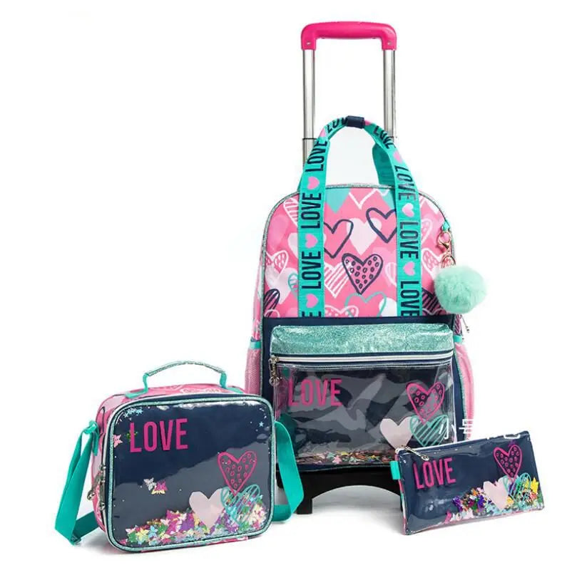 School Wheeled backpack Bag School bag with wheels Trolley Satchel bag Kids School Rolling backpack for girls School Trolley Bag