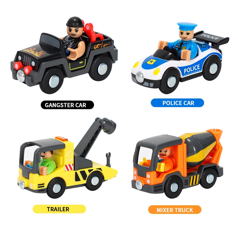 Variety of Optional Rail Car Utility Vehicles Aircraft Compatible with All brands Wooden Tracks Trains Children Car Toy Gifts