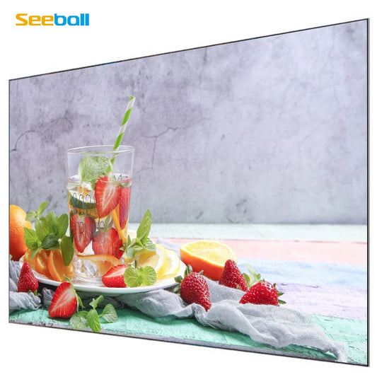 Seeball 100 Inch Fresnel Projector Screen 16:9 4K HD Long Throw Hrad Screen ALR Fixed Frame Projector Screen