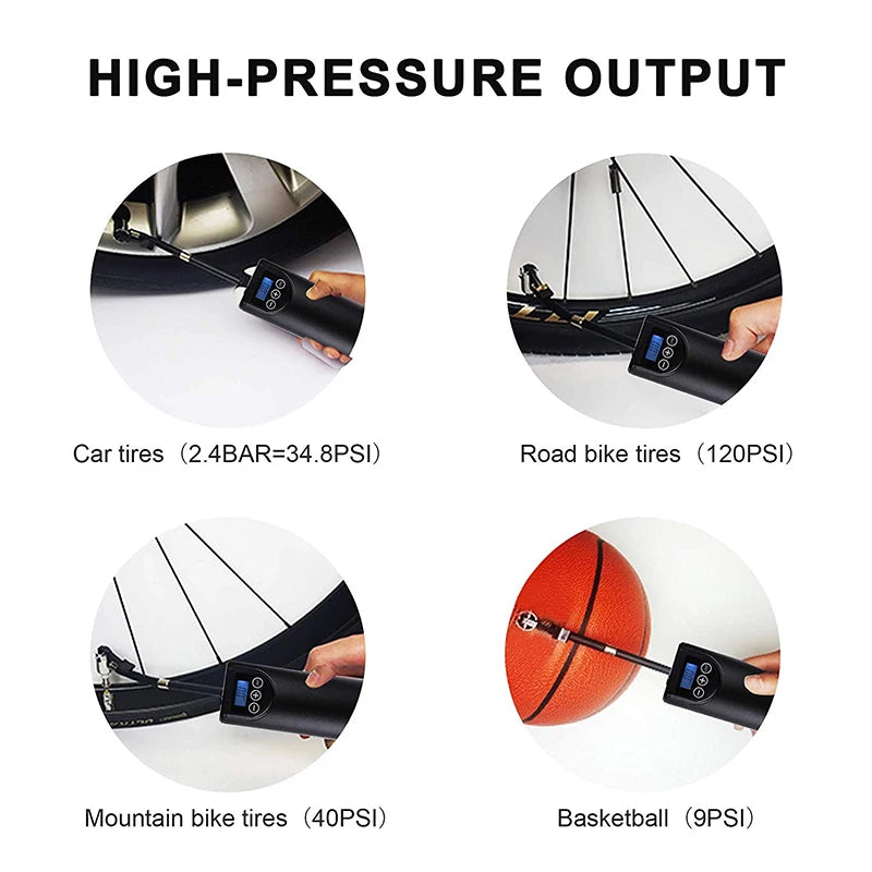 12V 150PSI Rechargeable Air Pump  Tire Inflator Cordless Portable Compressor Digital Car Tyre Pump for Car Bicycle Tires Balls